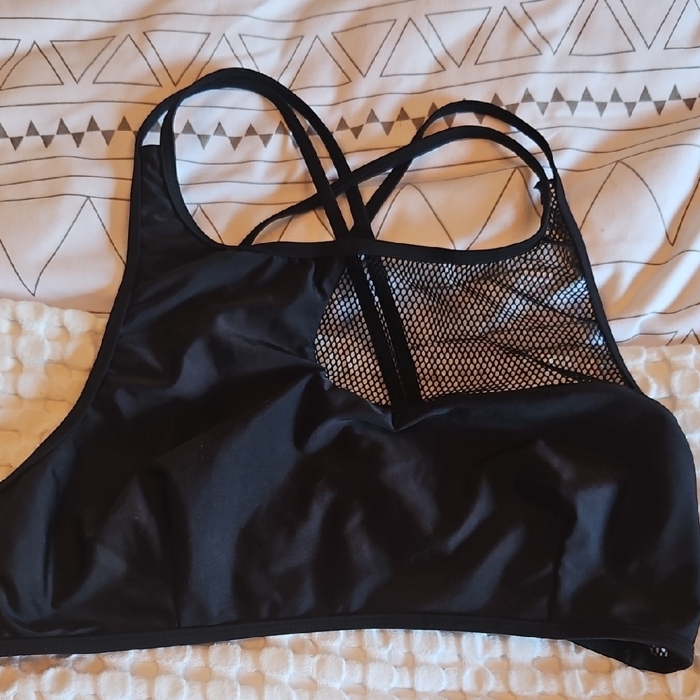 Black Mesh Women's Bikini Top 0x
